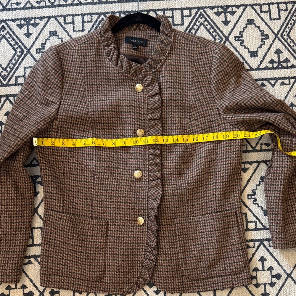 Talbots Brown Tweed Wool lend Blazer with Gold Accents - Picture 8 of 9